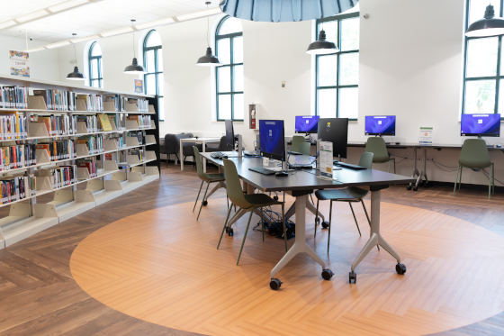 Reading room with computers