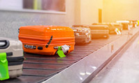Luggage in baggage claim carousel